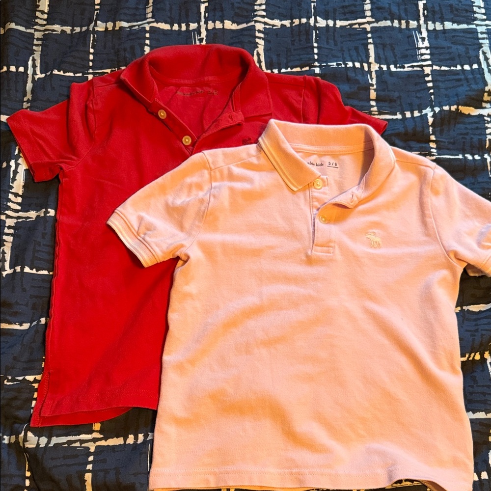 Abercrombie Kids Red and Pink Polo Shirts size 5-6